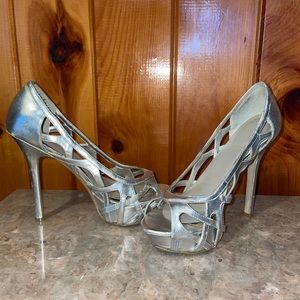 Silver strap heels